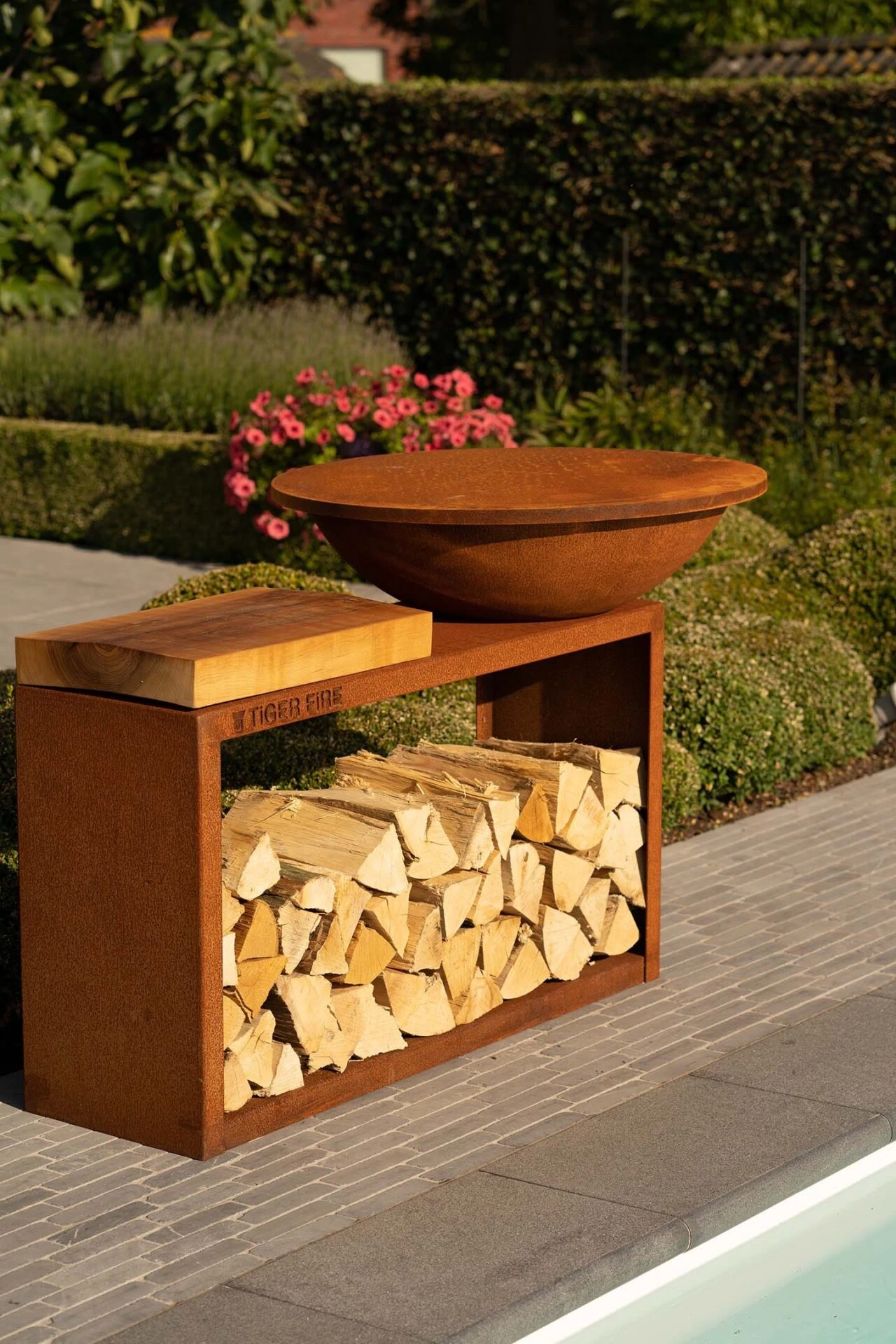 Brasero Plancha BBQ de TIGER FIRE, parfait pour des soirées conviviales en France.